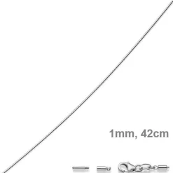 1mm Halsreif Omegareif Omegakette, 585 Gold Weißgold, Goldkette, 42cm