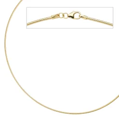 1,5mm Halsreif Omegareif 925 Silber gelbgold vergoldet 50cm Halsschmuck Damen