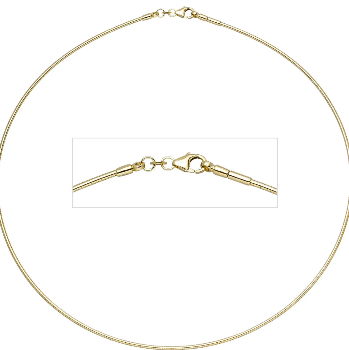 1,5mm Halsreif Reif Kette Collier, 333 Gold Gelbgold, Omegakette, 42cm