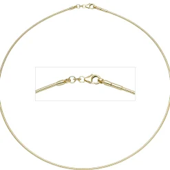 1,5mm Halsreif Reif Kette Collier, 333 Gold Gelbgold, Omegakette, 45cm