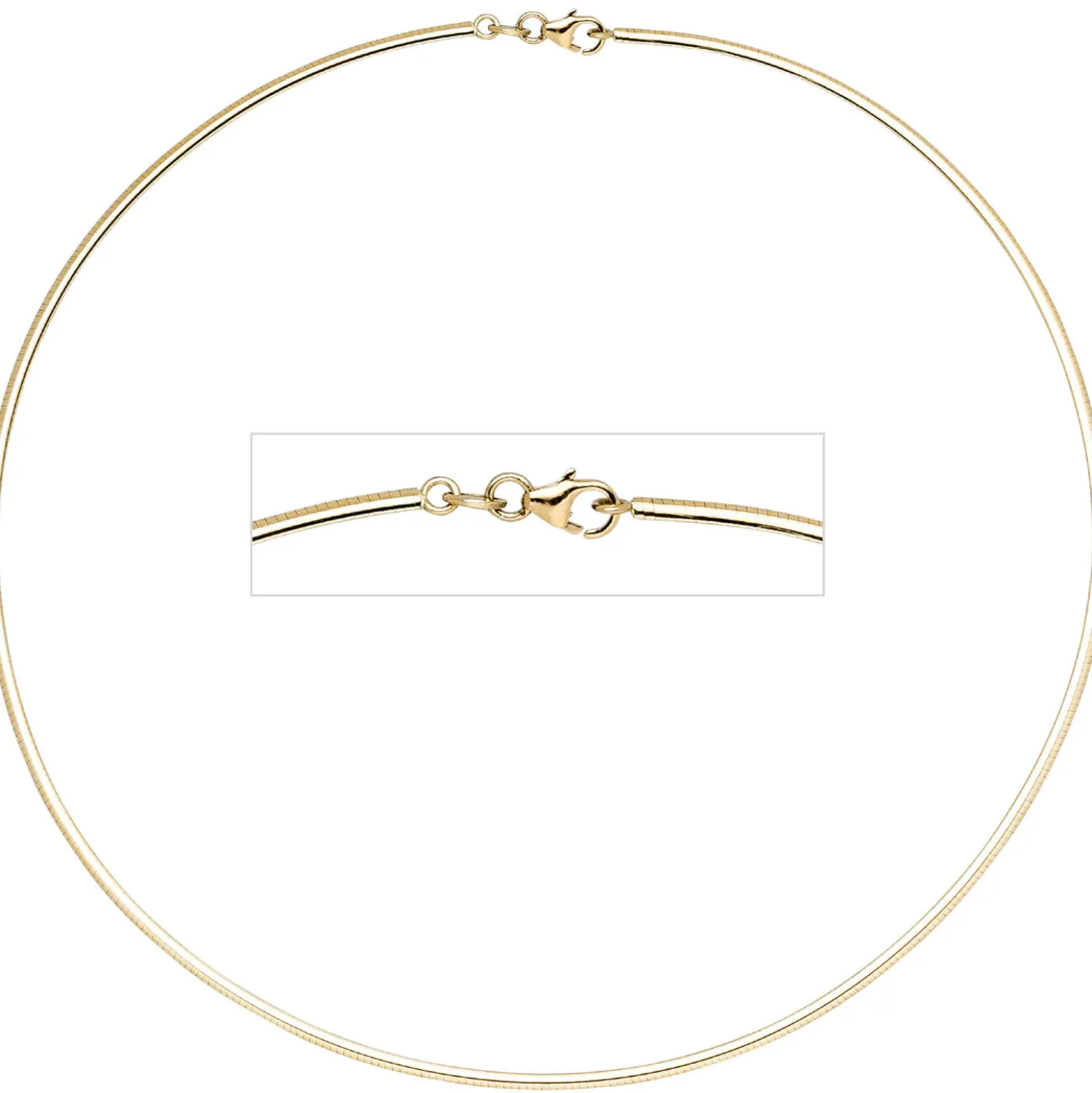 2mm Halsreif Reif Kette, 585 Gold Gelbgold, flach, 42cm