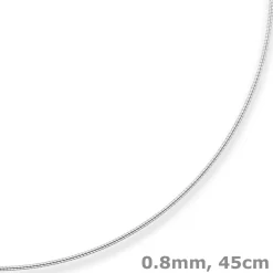 0,8mm Halsreif Tondakette Kette Collier Omegareif aus 375 Gold Weißgold 45cm