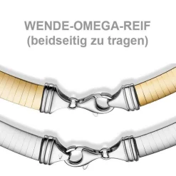 2,5mm Halsreif Wendeomegareif Collier flach, 750 Gold Gelbgold & Weißgold 42cm