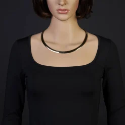 8mm Halsreif Wendeomegareif Collier flach, 585 Gold Gelbgold & Weißgold 50cm