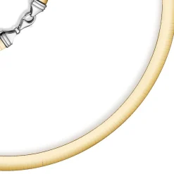 8mm Halsreif Wendeomegareif Collier flach, 585 Gold Gelbgold & Weißgold 50cm