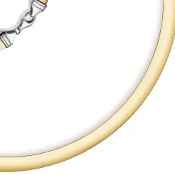 8mm Halsreif Wendeomegareif Collier flach, 585 Gold Gelbgold & Weißgold 45cm
