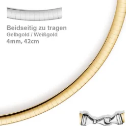 4mm Halsreif Wendeomegareif Collier flach 750 Gold Gelbgold & Weißgold 42cm Damen