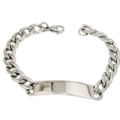 9mm Herren Schildband Panzer-Armband aus Edelstahl mit Gravurplatte 21cm