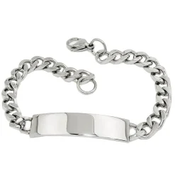 6,5mm Herren Schildband Panzer-Armband aus Edelstahl mit Gravurplatte 20cm