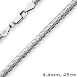 4,4mm Herringbonekette Kette Collier Halskette aus 925 Silber rhodiniert 45cm