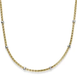 1,5mm Himbeer Collier Halskette aus 750 Gelbgold mit Rollos aus 750 Weißgold 42cm