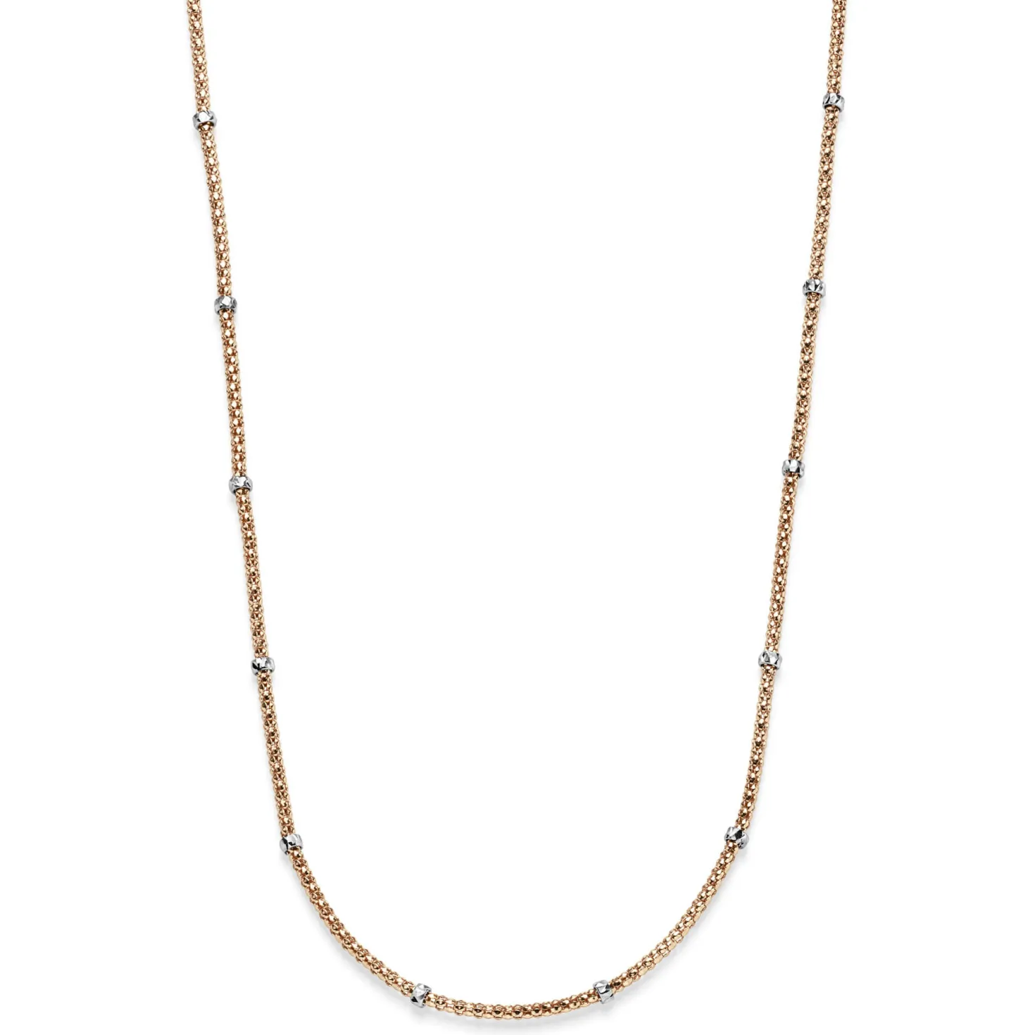 1,5mm Himbeer Collier Halskette aus 585 Rotgold mit Rollos aus 585 Weißgold 42cm