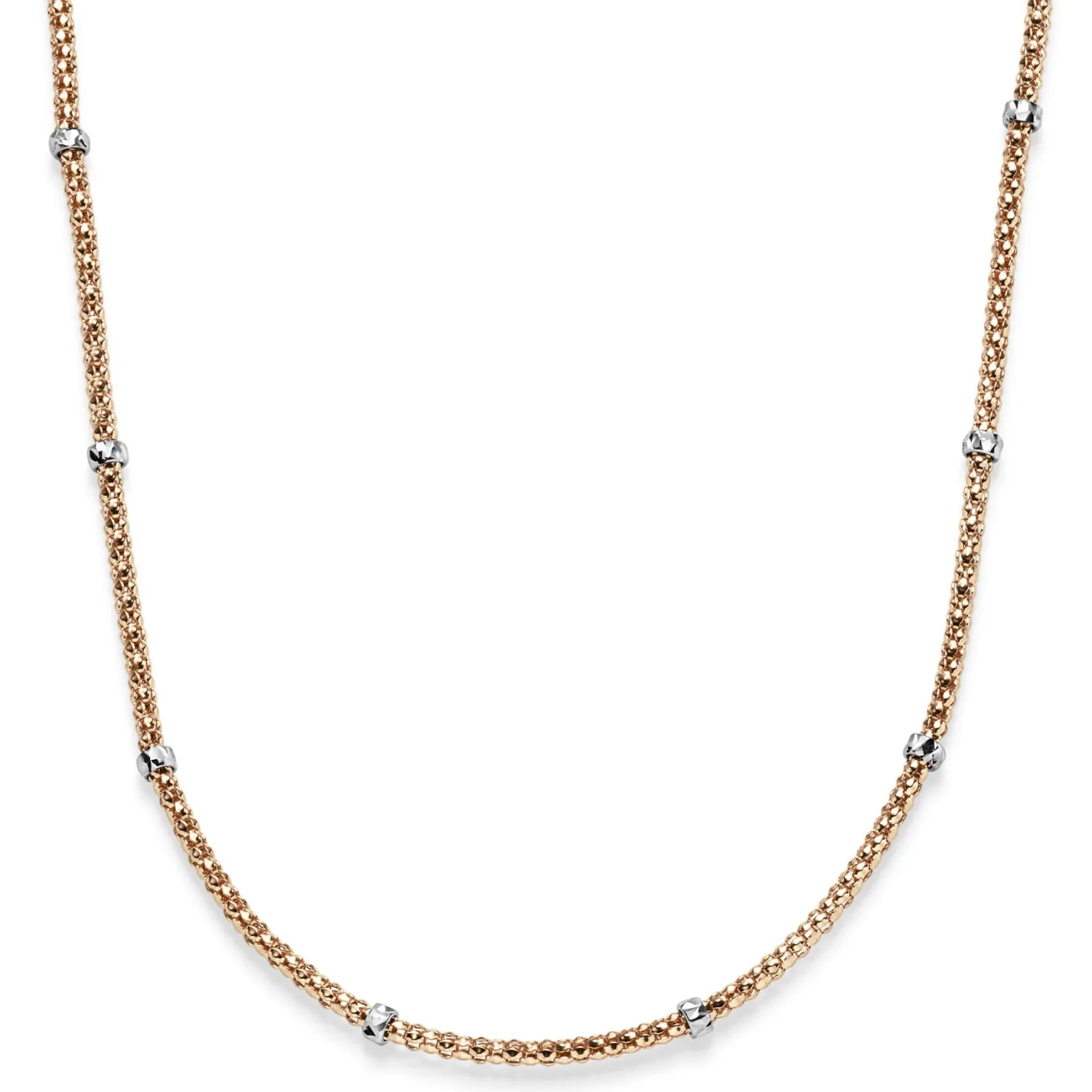 1,5mm Himbeer Collier Halskette aus 585 Rotgold mit Rollos aus 585 Weißgold 42cm