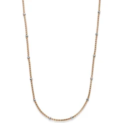 1,5mm Himbeer Collier Halskette aus 750 Rotgold mit Rollos aus 750 Weißgold 45cm
