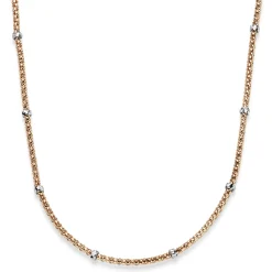 1,5mm Himbeer Collier Halskette aus 585 Rotgold mit Rollos aus 585 Weißgold 50cm