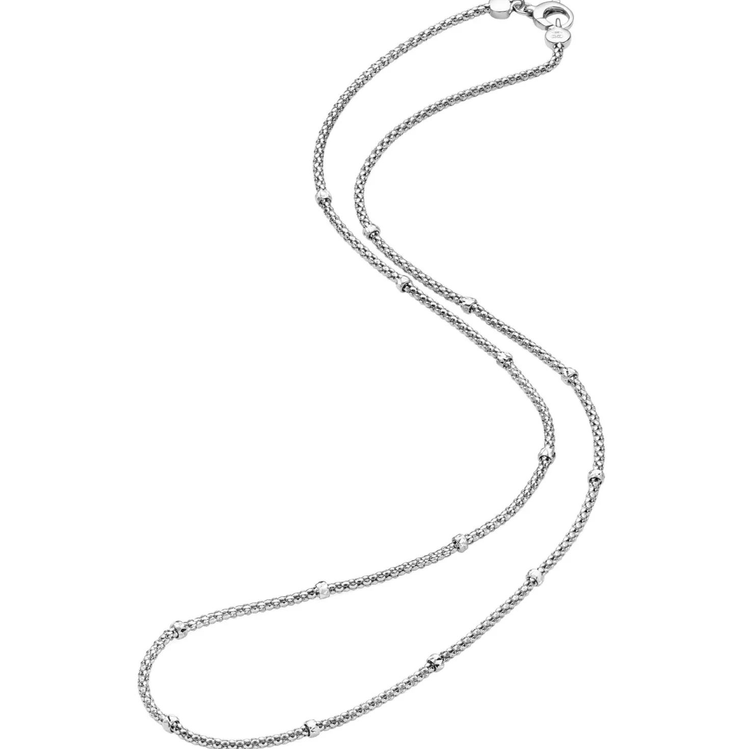 1,5mm Himbeer Collier Halskette mit Rollos Halsschmuck aus 585 Weißgold 50cm
