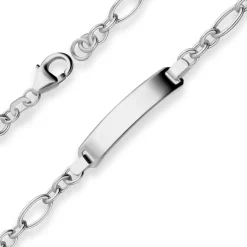 4,6mm Id-Armband Ankerkette-Figaro Schildband aus 925 Silber rhodiniert 19cm