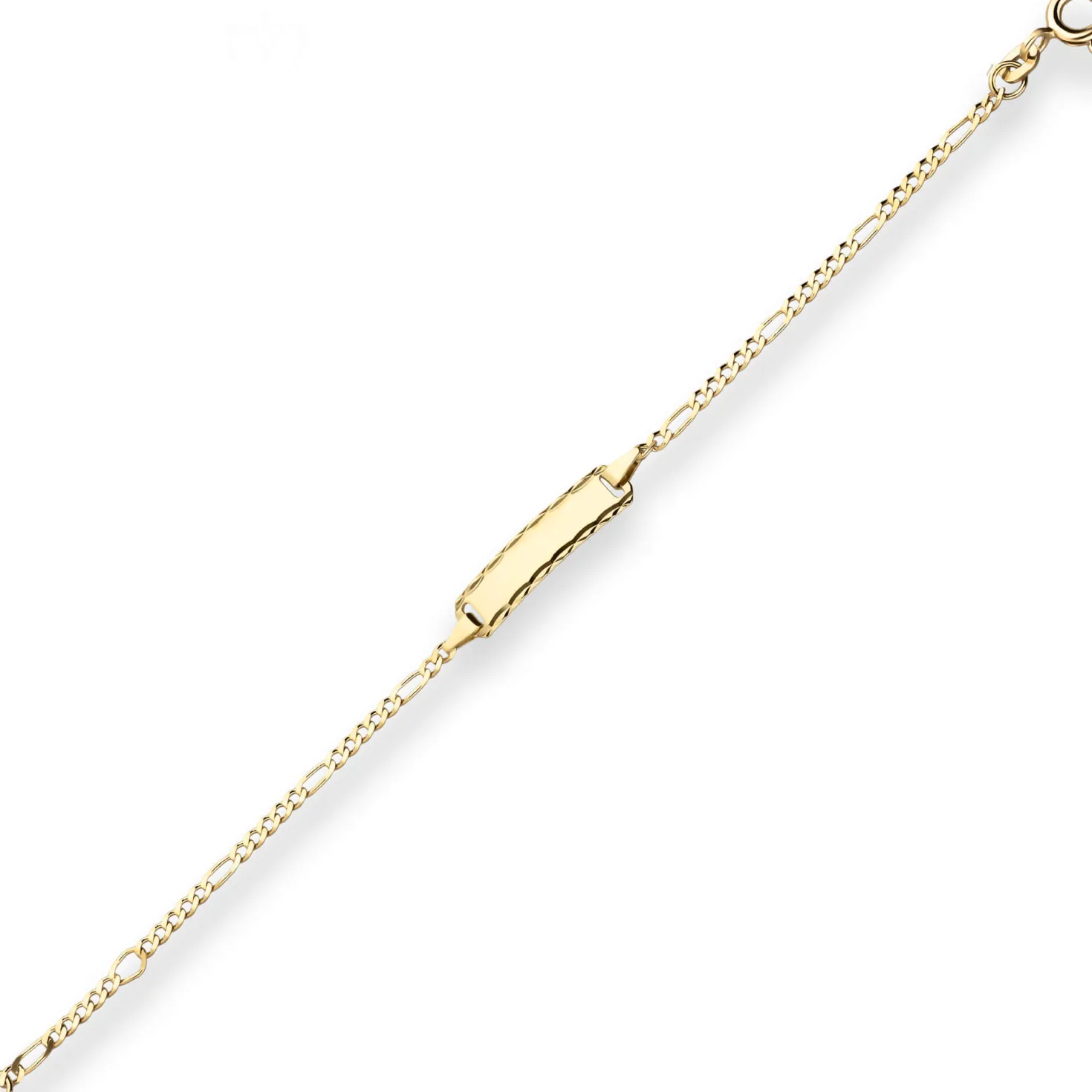 1,9mm Id-Armband Figarokette diamantiert Armschmuck aus 333 Gold Gelbgold 14cm