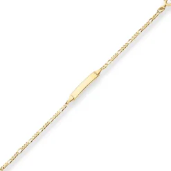 2,1mm Id-Armband Figarokette diamantiert Armschmuck aus 375 Gold Gelbgold 14cm