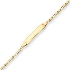 2,1mm Id-Armband Figarokette diamantiert Armschmuck aus 375 Gold Gelbgold 14cm
