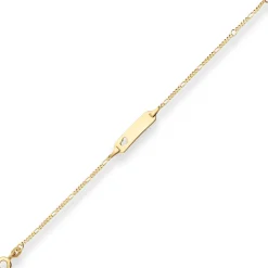 1,5mm Id-Armband Figarokette diamantiert Herz aus 585 Gold Gelbgold 16cm