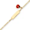 1,9mm Id-Armband Figarokette diamantiert Marienkäfer aus 333 Gold Gelbgold 14cm