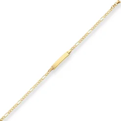 2,9mm Id-Armband Figarokette diamantiert Schildband aus 333 Gold Gelbgold 14cm