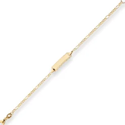 1,9mm Id-Armband Figarokette diamantiert Schildband aus 750 Gold Gelbgold 14cm