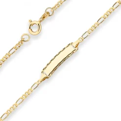 2,1mm Id-Armband Figarokette diamantiert Schildband aus 333 Gold Gelbgold 16cm