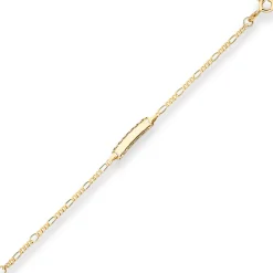 2,1mm Id-Armband Figarokette diamantiert Schildband aus 333 Gold Gelbgold 16cm