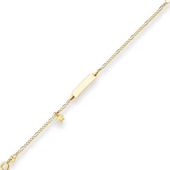 1,9mm Id-Armband Figarokette diamantiert Schildband, Schmetterling 333 Gelbgold