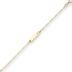 1,5mm Id-Armband Figarokette diamantiert Stern aus 585 Gold Gelbgold 14cm
