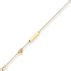 1,4mm Id-Armband Panzerkette Herz mit Engel aus 585 Gold Gelbgold 14cm