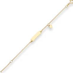 1,4mm Id-Armband Panzerkette mit Herz Armschmuck aus 585 Gold Gelbgold 14cm