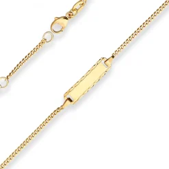 1,7mm Id-Armband Panzerkette Schildband Armschmuck aus 750 Gold Gelbgold 14cm