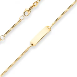 1,7mm Id-Armband Panzerkette Schildband Armschmuck aus 750 Gold Gelbgold 14cm