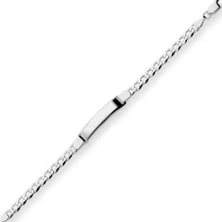 6mm Id-Armband Panzerkette Schildband Armschmuck aus 925 Silber rhodiniert 21cm