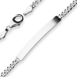 3,8mm Id-Armband Panzerkette Schildband Armschmuck aus 925 Silber 19cm