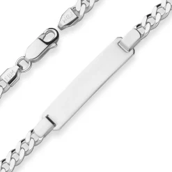 4,7mm Id-Armband Panzerkette Schildband aus 925 Silber matt-glänzend 19cm