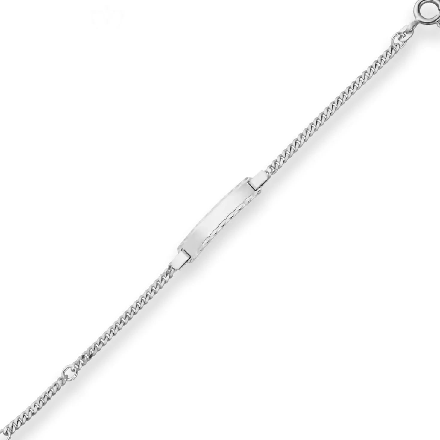 2,4mm Id-Armband Panzerkette Schildband aus 925 Silber rhodiniert 14cm