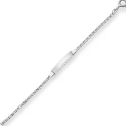 2,4mm Id-Armband Panzerkette Schildband aus 925 Silber rhodiniert 16cm