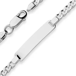 4,7mm Id-Armband Panzerkette Schildband aus 925 Silber rhodiniert 21cm