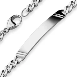 4,6mm Id-Armband Panzerkette Schildband aus 925 Silber rhodiniert 20cm