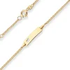 1,7mm Id-Armband Panzerkette Schildband, Herz aus 585 Gold Gelbgold 14cm