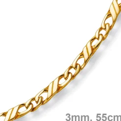 3mm Jeukette Kette Collier Halskette, 585 Gold Gelbgold massiv, 55cm