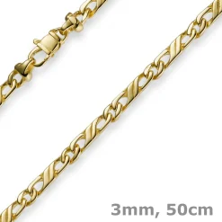3mm Jeukette Kette Collier Halskette, 585 Gold Gelbgold massiv, 50cm