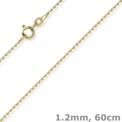 1,2mm Kette Ankerkette Collier aus 585 Gold Gelbgold diamantiert 60cm