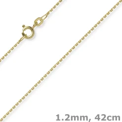 1,2mm Kette Ankerkette Collier aus 585 Gold Gelbgold diamantiert 42cm