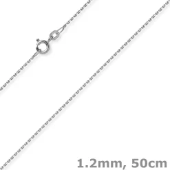 1,2mm Kette Ankerkette Collier aus 750 Gold Weißgold diamantiert 50cm