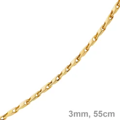 3mm Kette Collier Alainkette aus 585 Gold Gelbgold, 55cm, Unisex